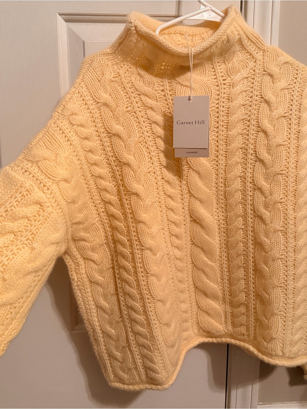 Garnet Hill Lumi Cabled Cashmere Turtleneck Sweater